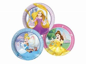 8 assiettes d'anniversaire princesses 23cm - Disney