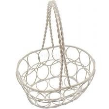 Panier avec anse métallique blanc