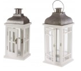 Lanterne métal bois verre