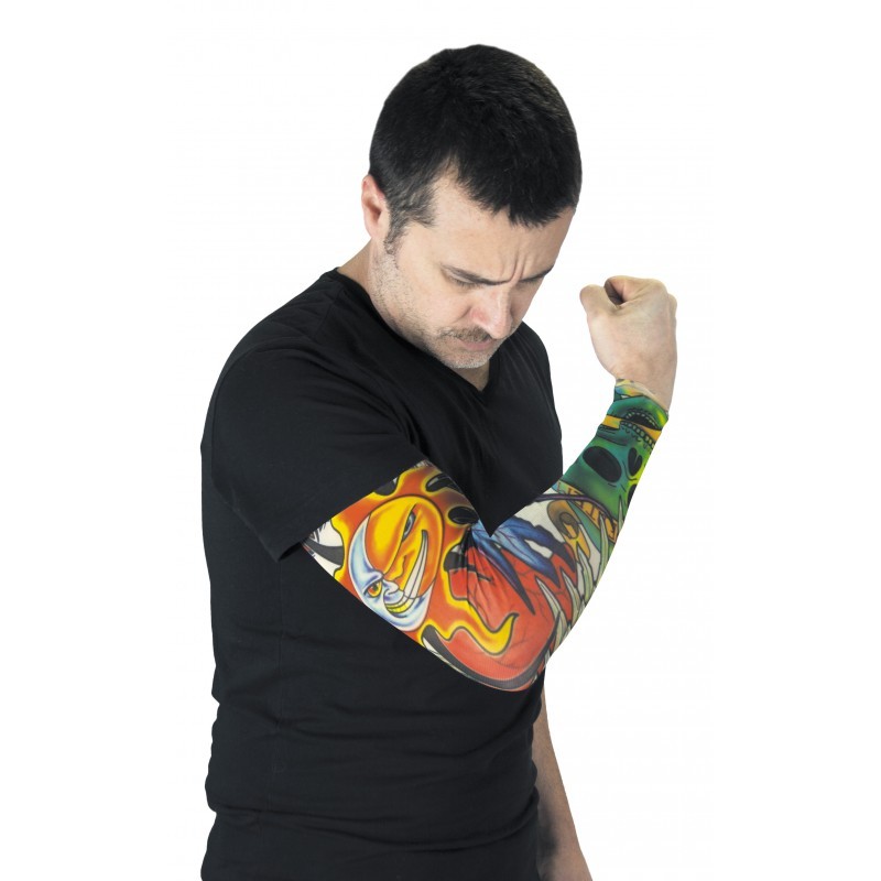 Manche effet tatouages multicolores rocker