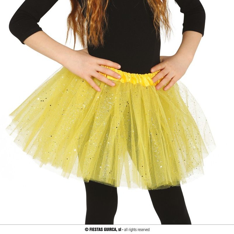 Tutu jaune fluo à paillettes enfant