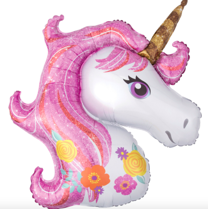 Ballon licorne rose paillette 83cm