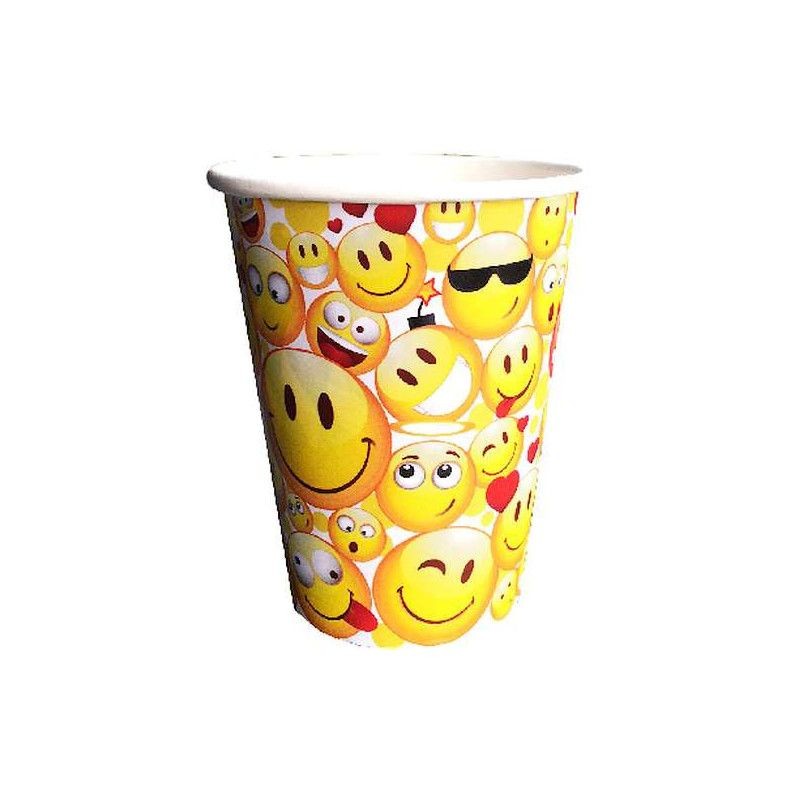 6 gobelets Smiley émoticônes 250 ml