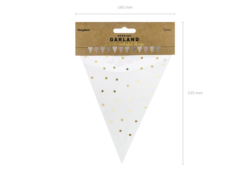 Guirlande fanion blanche et or 18x210 CM