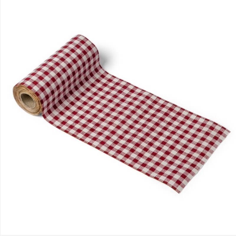 Chemin de table élégance vichy rouge 30 cm x 5 m