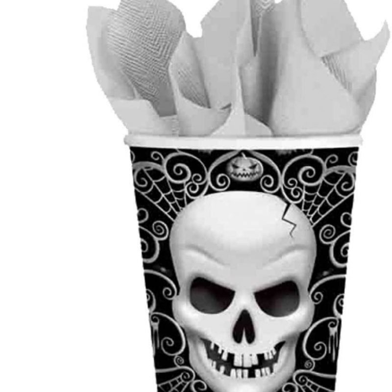 Gobelets noir tête de mort Halloween 266 ml