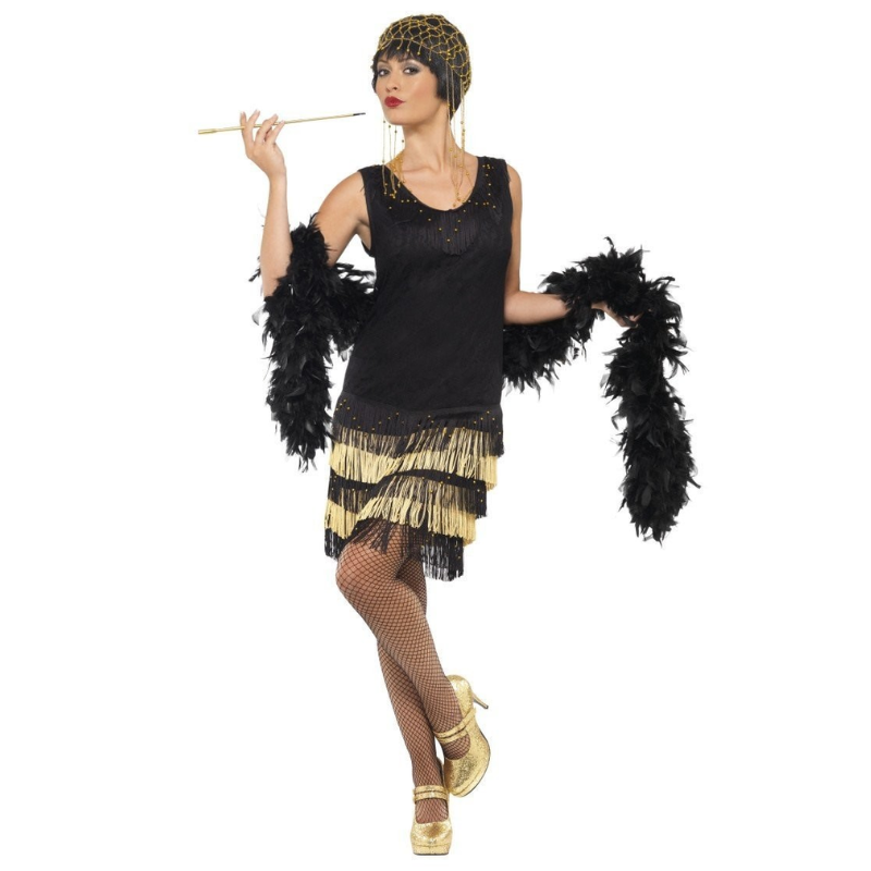 Déguisement Charleston noir et doré Femme