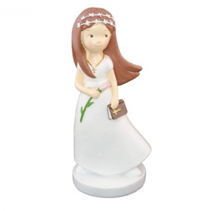 Figurine communion fille fleur et bible