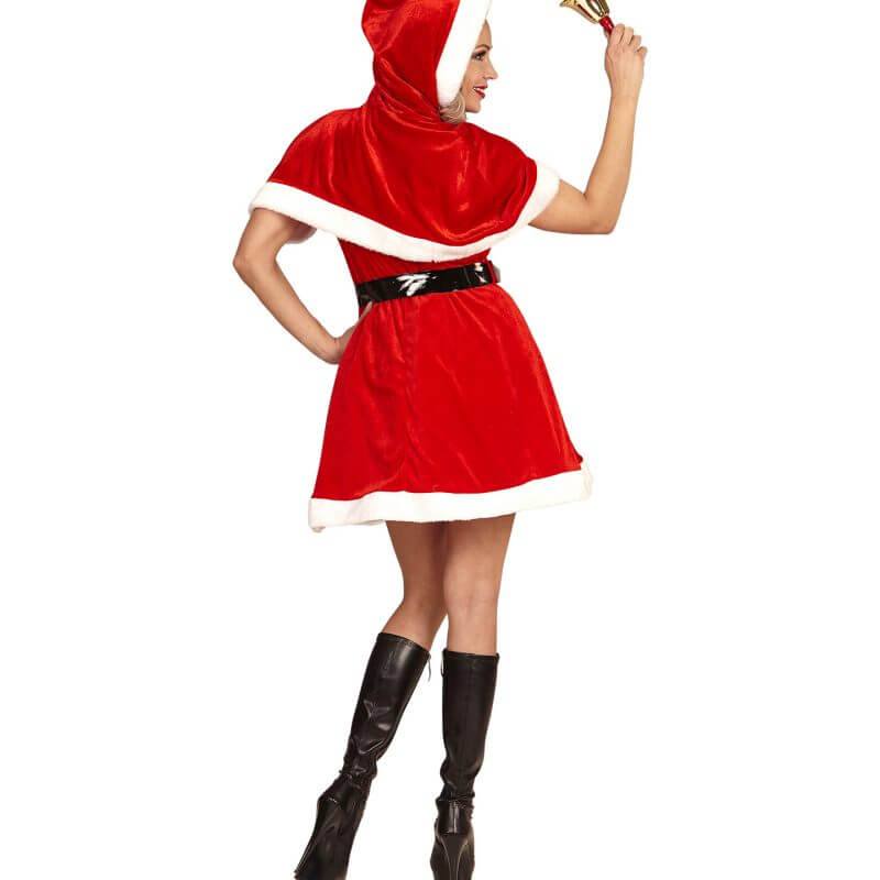 Ce déguisement de Mère Noël en Velours comprend une robe, ceinture et cape.