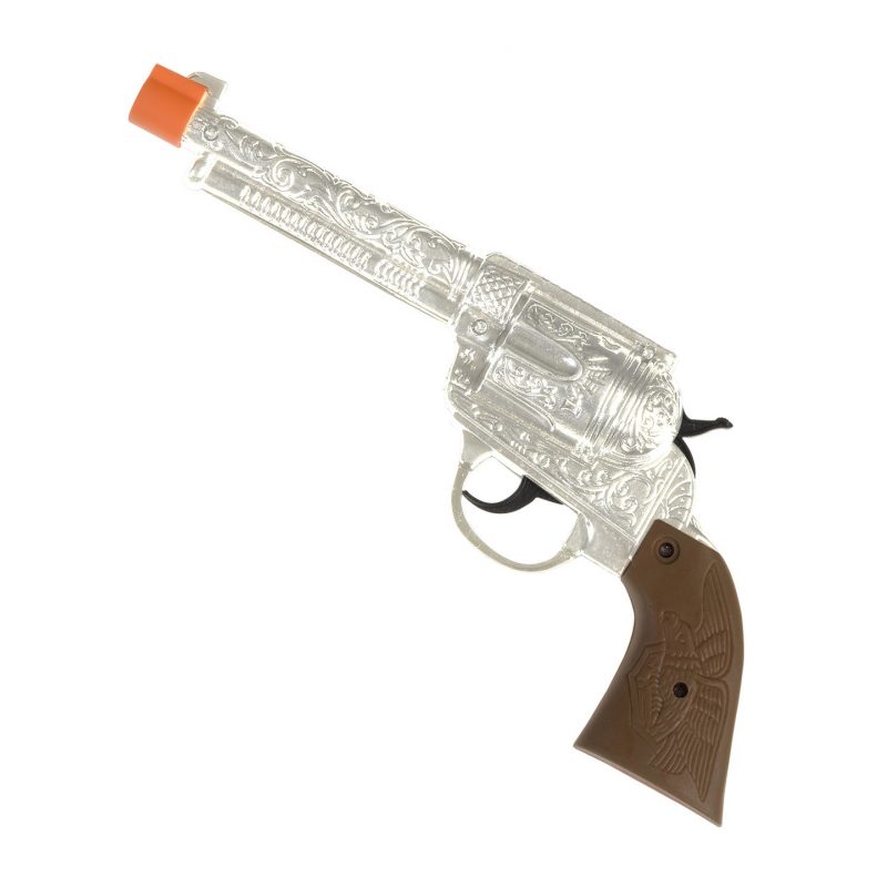 Pistolet de cowboy argent metallique