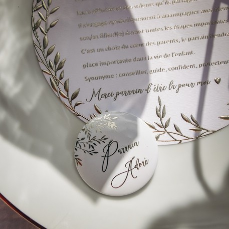 Lot de 2 badges parrain & marraine