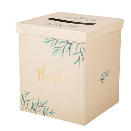 Urne "Merci" feuilles d'olivier