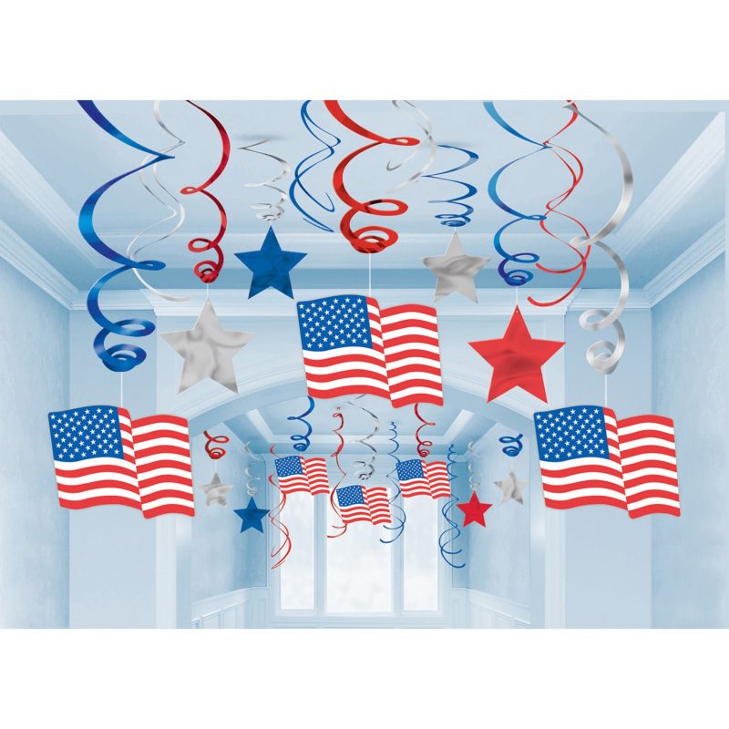 30 Décorations cordes tourbillons en papier métallisés Etats-Unis