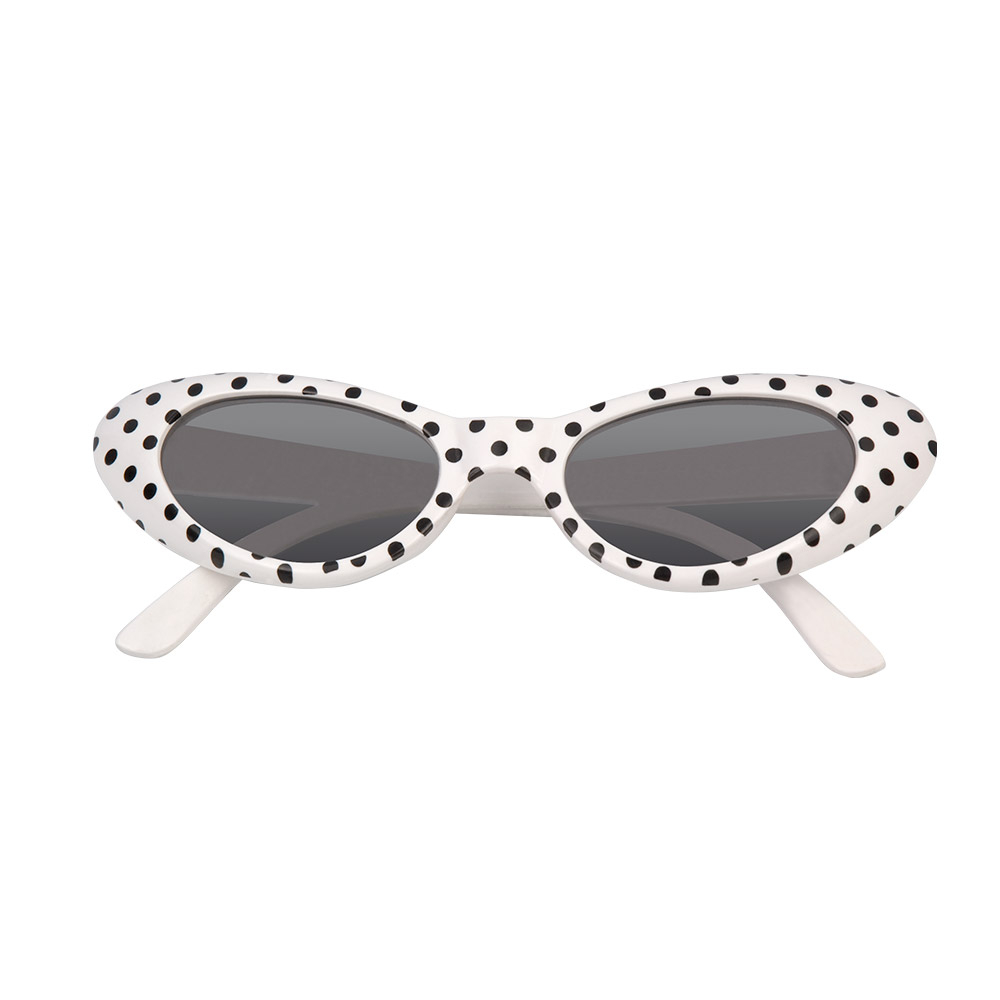 Lunettes pin up blanches à pois noirs 2 Lunettes pin up à pois