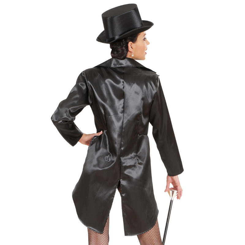 Veste queue de pie noir satinée femme