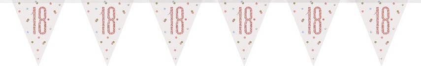 Guirlande fanions 18, 50, 60 ou 100 ans blanche et rose 3 Guirlande fanions 18, 50, 60 ou 100 ans blanche et rose