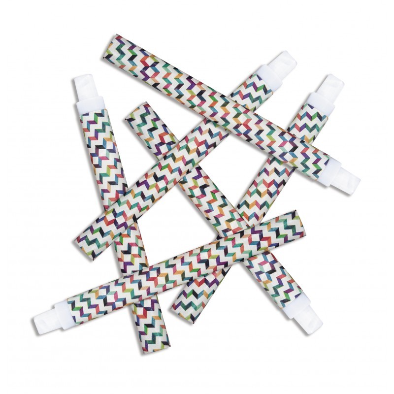 6 sarbacanes rayées multicolores