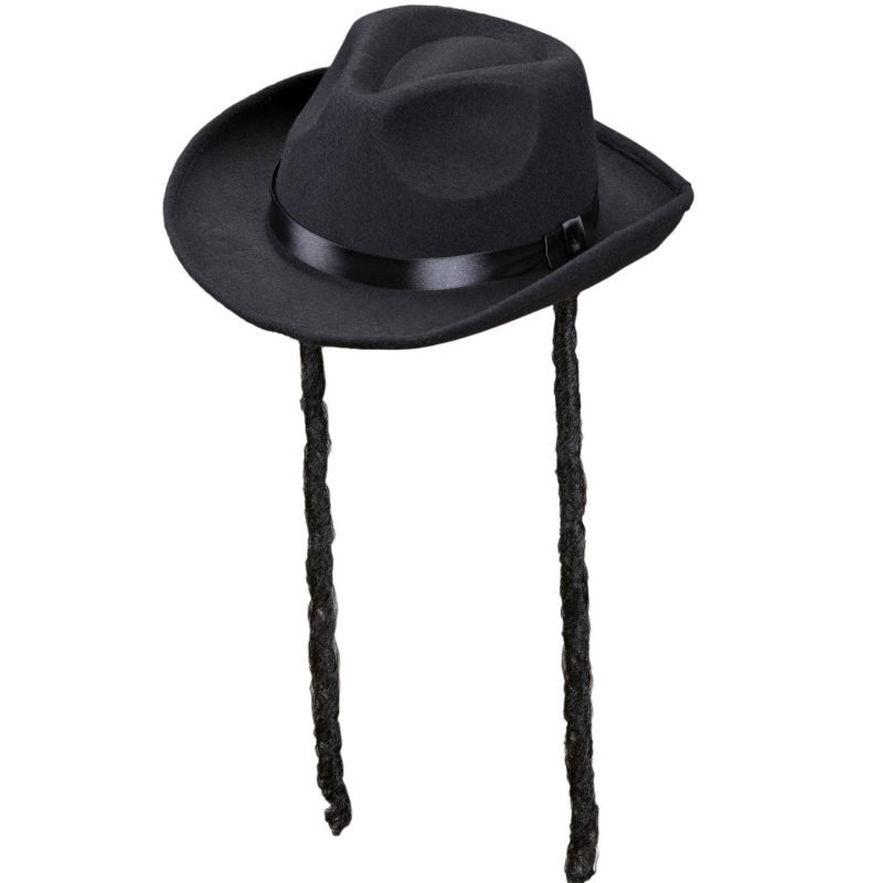 Toque de rabbin réaliste avec papillottes