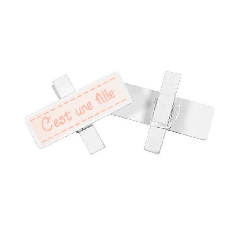 6 pinces bois " c'est une fille"