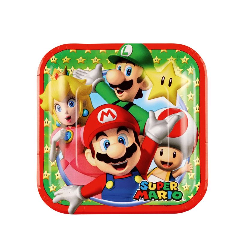 8 assiettes carrées Super Mario