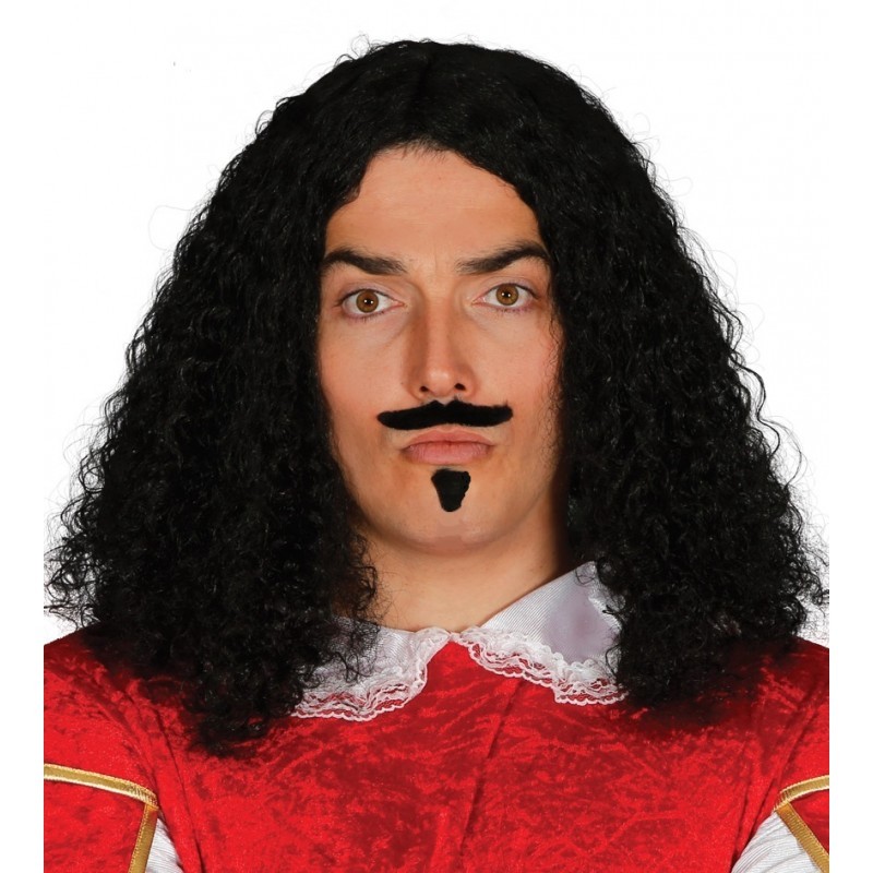 Perruque avec moustache mousquetaire adulte