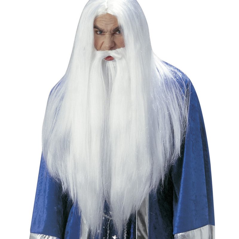 Kit perruque, barbe et moustache de sorcier