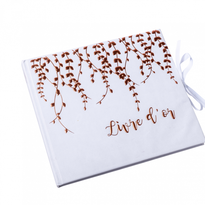 Livre d'or blanc végétal embossé rose gold 68 pages