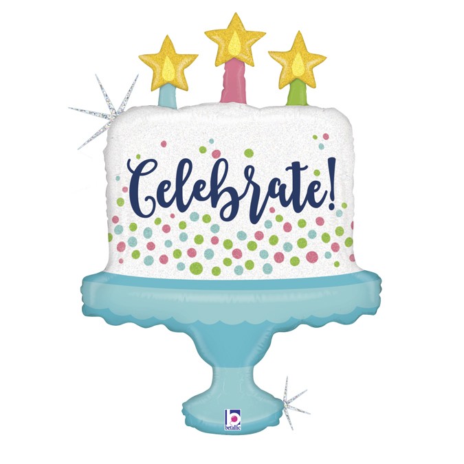 Ballon gâteau d'anniversaire paillette 84cm