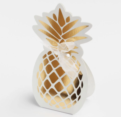 10 contenants à dragées ananas dorés