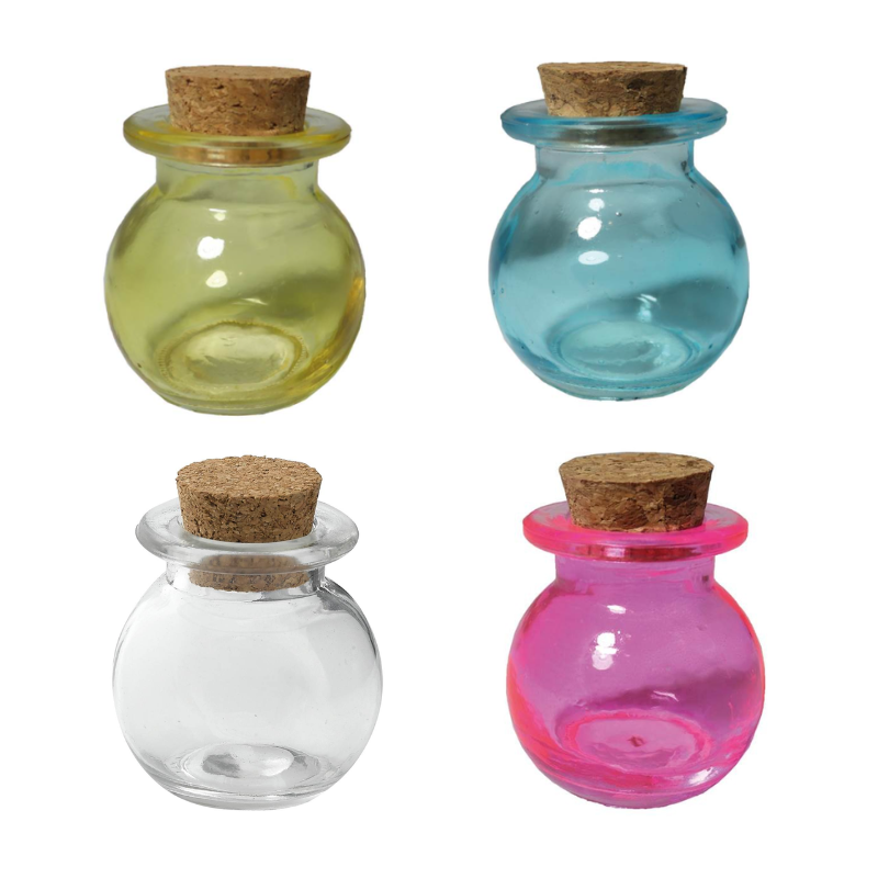 Contenant à dragées rond en verre bouchon liège