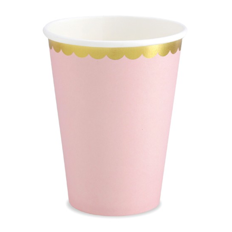 6 gobelets en carton roses ou bleus 220 ml