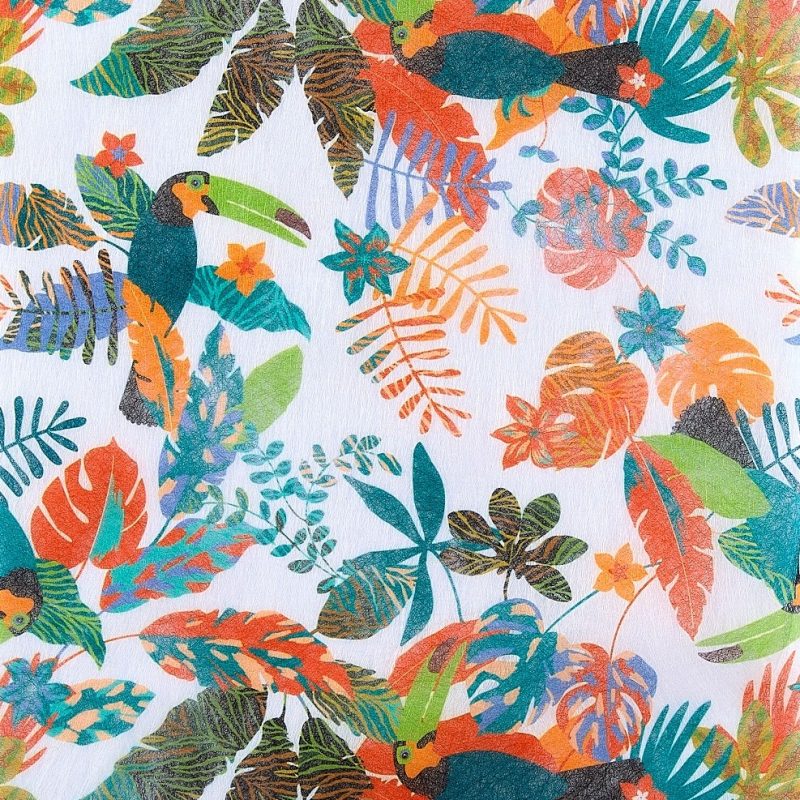 Chemin de table tropical avec toucans 30cm x 5m
