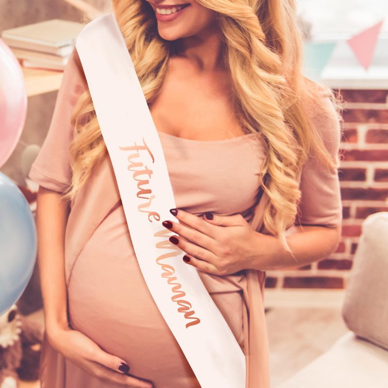 Echarpe future maman blanche et rose gold