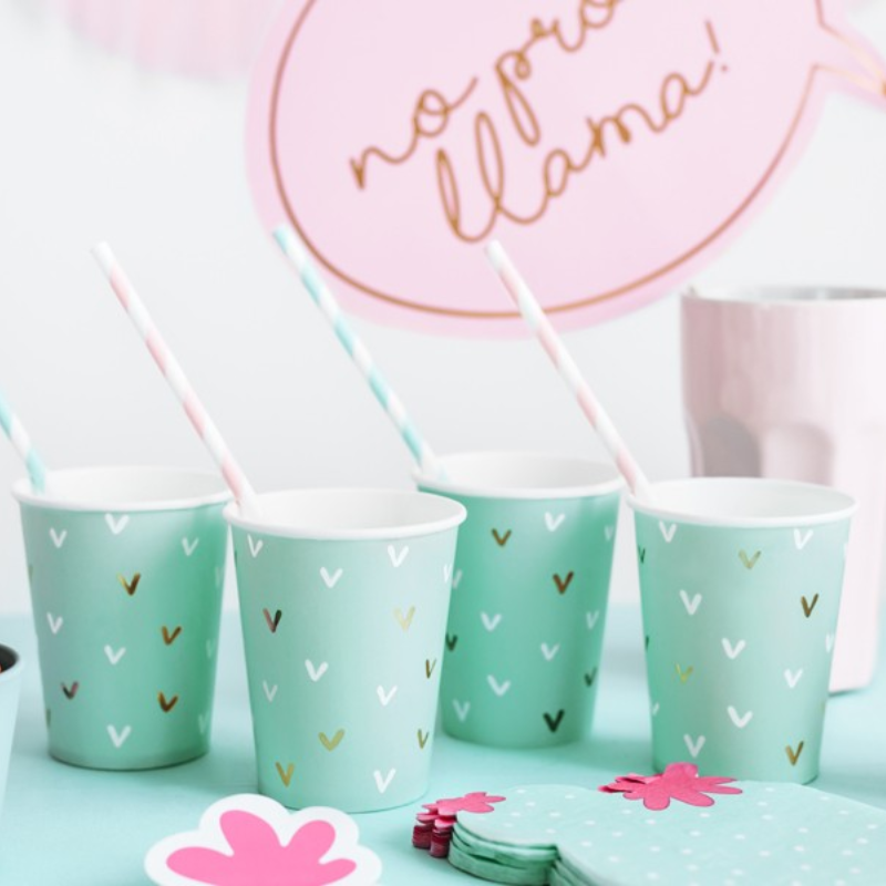 6 gobelets cartonnés bleu pastel - 200 ml