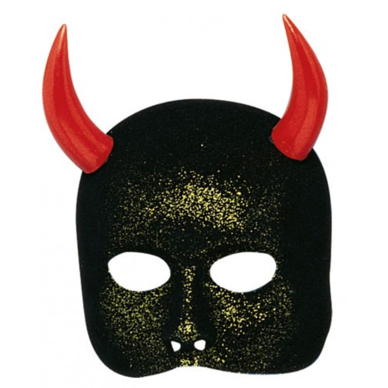 Masque noires à paillettes et cornes rouges