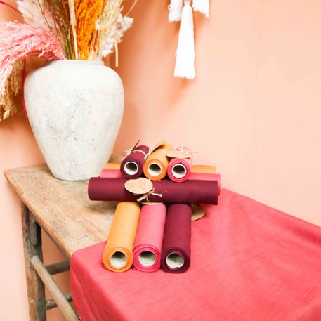 Chemin de table mousseline terracotta