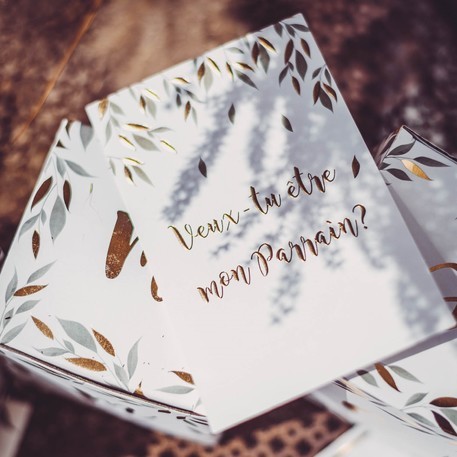 2 cartes et enveloppes "veux-tu être mon parrain/marraine ?"