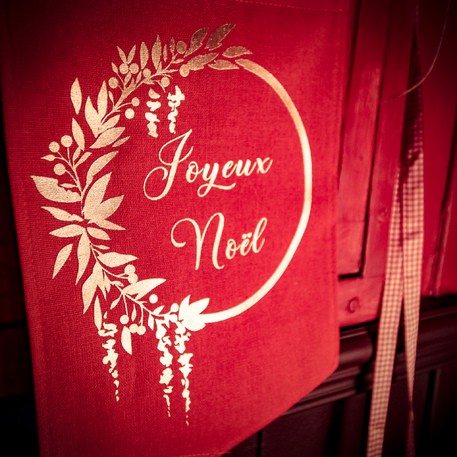 Suspension "Joyeux Noël" en lin floqué
