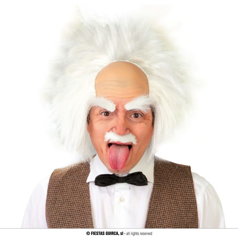 Perruque de savant fou blanche