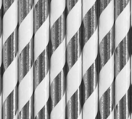 10 Pailles rayée cartonnée 20cm