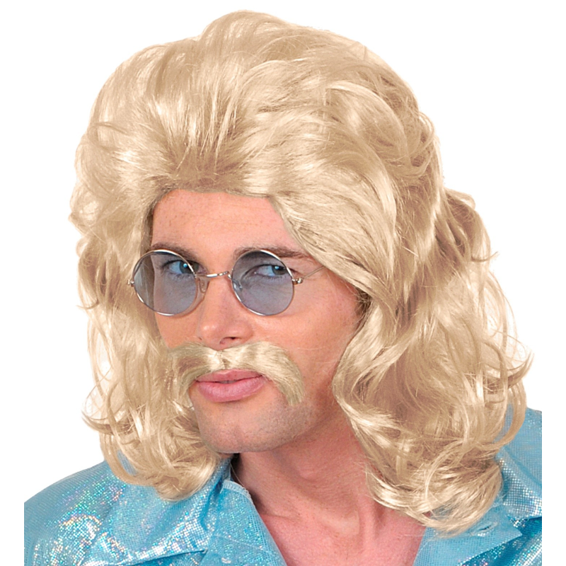 Perruque et moustache 70's blond