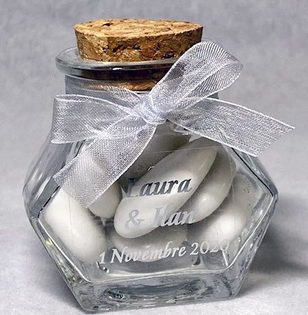 Contenant à dragées encrier en verre