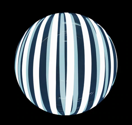 Ballon bulle rayé blanc et rose/bleu