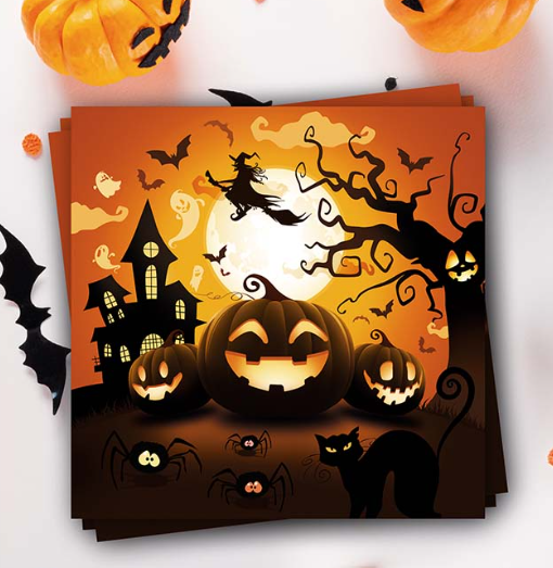 12 serviettes jetables citrouilles