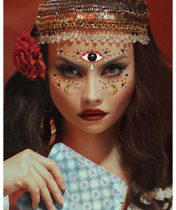 Bijoux adhésifs pour visage voyante