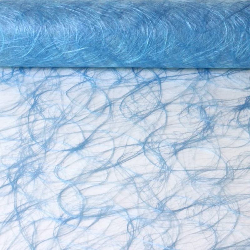 Chemin de table en fibre ajouré sizoweb bleu ciel 5m