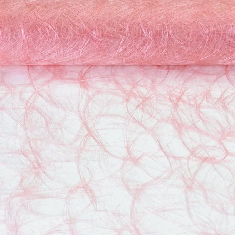 Chemin de table en fibre ajouré sizoweb rose pastel 5m