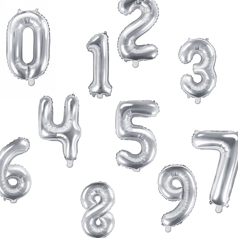 Ballon chiffre 35 cm métallique argenté