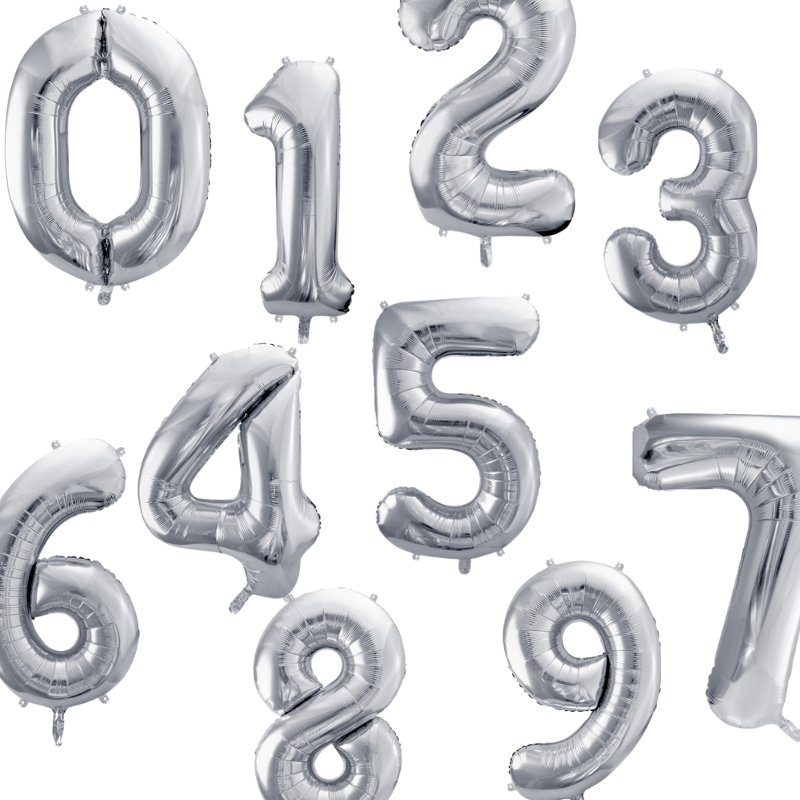 Ballon chiffre 86 cm métallique argenté