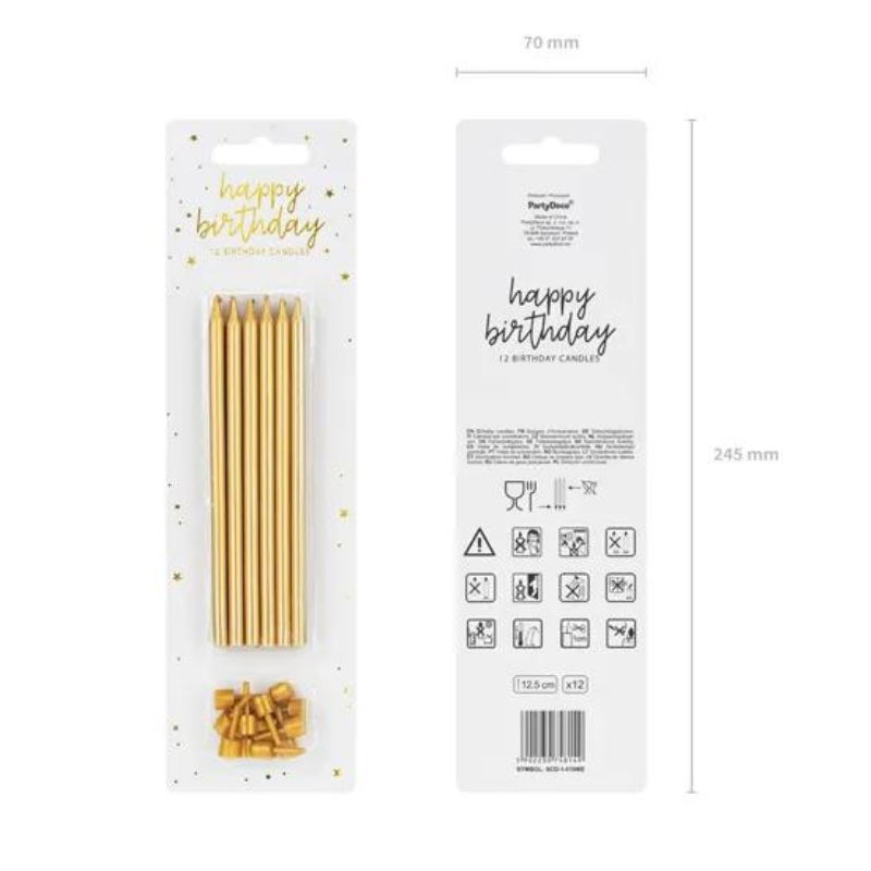 12 Bougies longues or